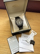 Rotary Mens Black Aquaspeed Chrono Watch boxed with paperwork 100m