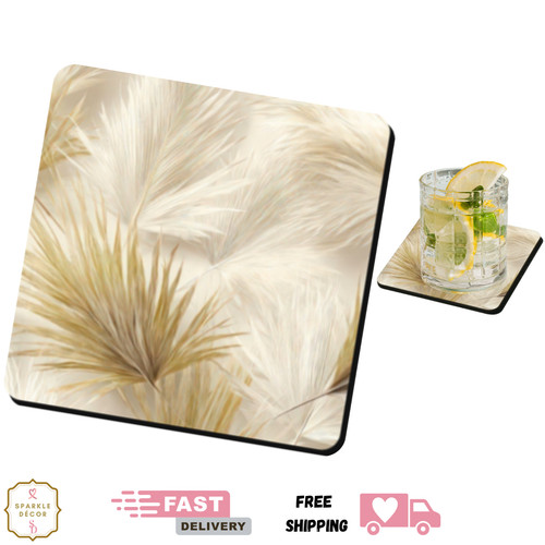 Cream floral square coaster - cream,