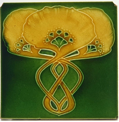 Antique fireplace tile moulded - fireplace,