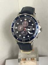 Citizen Men's Eco-Drive Chronograph S.Steel Case Leather Strap Watch CA0540-56L