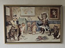 Original 1980s Lithograph Louis Wain Thr Naughty Puss Framed Picture 17" X 11.5"