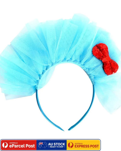 Jdp150 blue tulle bow - tulle, headband