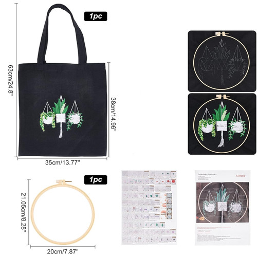 Green vine embroidery kit - green,