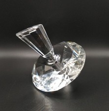 Perfume Bottle Diamond Shape Large Faceted Gem Glass Crystal Leaning Dabber Vtg