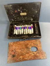 Vintage Barnard Watercolour Paint Box with Wooden Palette