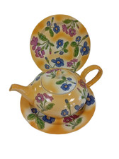 Poole Pottery Primula Teapot & Plates Set by Bryony Langworth Unused Kitchenware