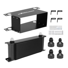 16-Row AN10 Transmission Oil Cooler Kit for Universal Cars W/ Air Guide Aluminum