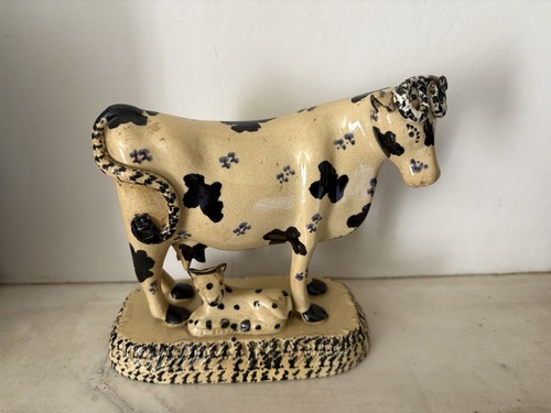 Antique pottery cow - antique,