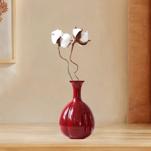 Red ceramic vase flower vases - red,
