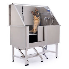 50" Dog Grooming Bath Tub 176lbs Load Capacity S-Trap Drainage Stainless Steel