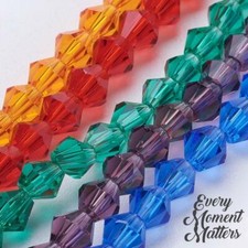 100 x CRYSTAL GLASS BICONES BEADS FACETED BICONE BEADS 5301 4mm Choose Colour 