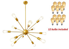 Sputnik Chandelier Gold Modern Brass Pendant Ceiling 12 Light with 12 bulbs