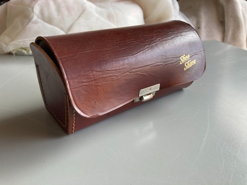 Vintage leather shoe shine - shoe, box