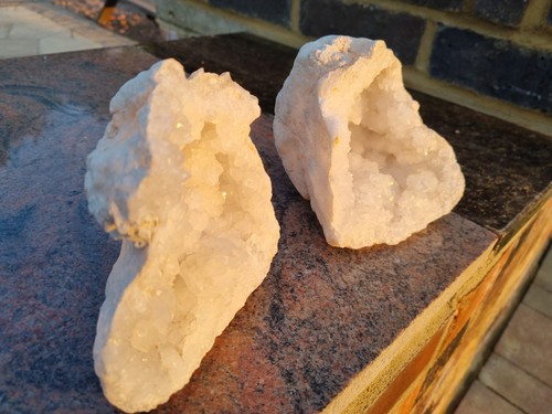 Large quartz geode pair - large,