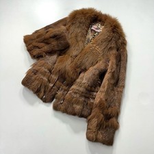 Fox Beaver Fur Coat Brown Real Fur Cropped from JP