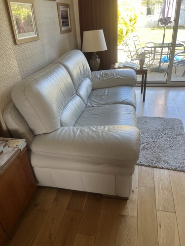 Grey leather sofa seater - grey, 2-seater