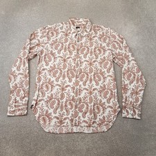Paul Smith Mens Shirt XL White Pink Floral Leaf Paisley Print Causals Mod Weller