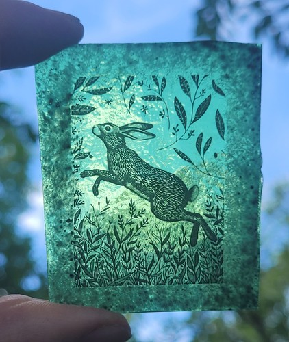 Stained glass hare permanently - hare,