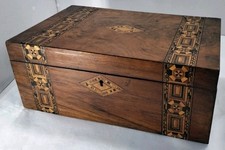 Antique Document Keepsake Trinket Box Writing Desk Wood Inlay Damaged See Desc