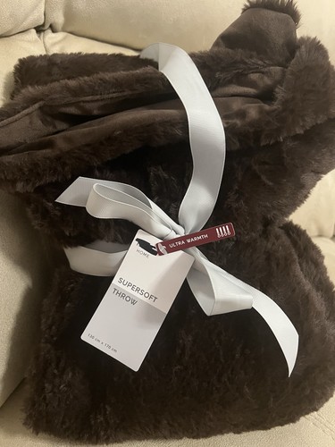 Brown faux fur throw - brown,