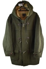 ZARA Sport Green Duffle Coat size L Mens Hooded Wool Casual Outdoors Outerwear