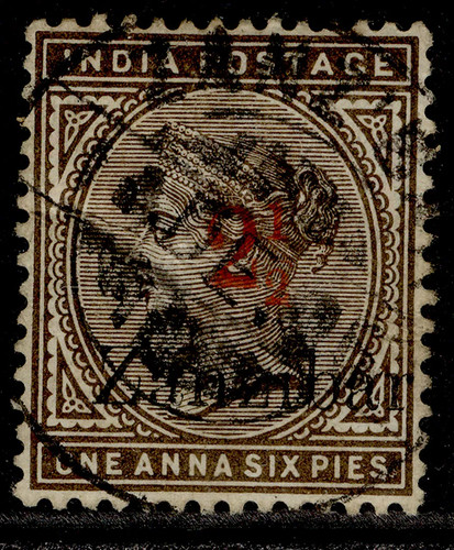 Zanzibar sg22 on 1a 6p - qv, 2½