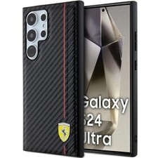 Phone Case Galaxy S24 Ultra Ferrari Carbon Look Black Logo Metal