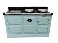 Dolls House 4 Oven Light Blue Aga Stove Cooker Miniature Kitchen Furniture 1:12