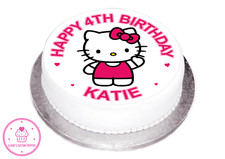Personalised Hello Kitty Icing/Wafer Cake Toppers - Birthday