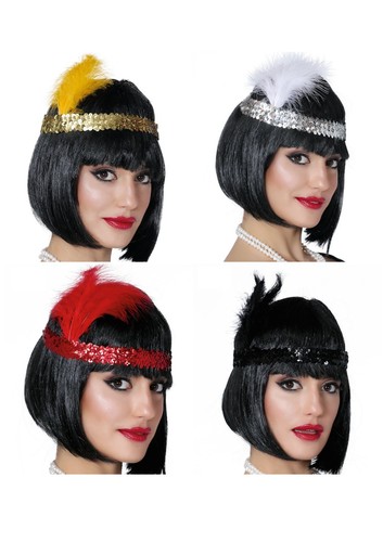 Sequin feather headband 20s - sequin,