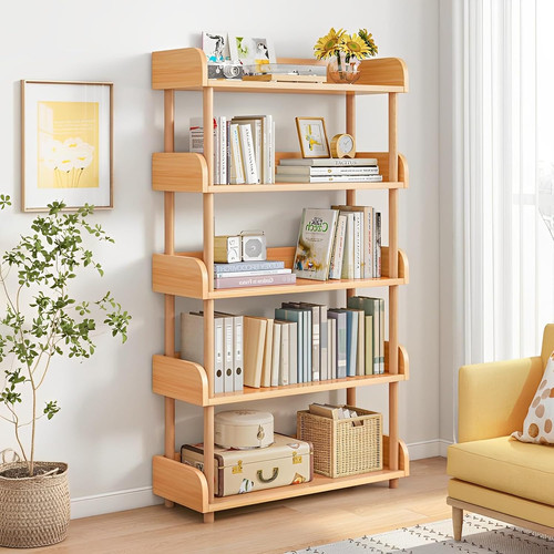 Tier wooden open bookcase - open,