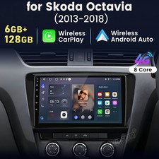 6+128GB For Skoda Octavia 2013-2018 Android 14 CarPlay Radio Stereo GPS +4G LTE