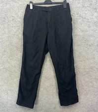 Hugo Boss Trousers Mens 32 Black Linen Bottoms Tapered Smart Formal