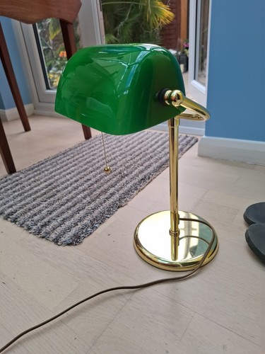 Green glass bankers desk - glass,