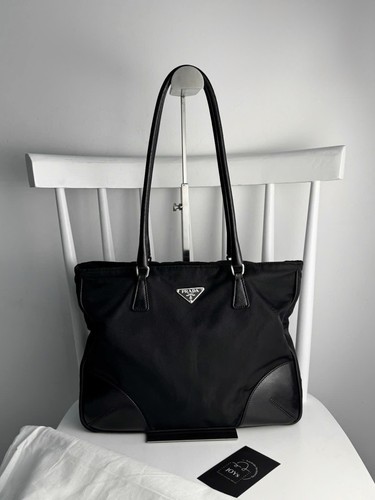 Prada nylon black leather - prada,