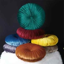 Round Velvet Cushion Seat Home Decor Couch Pumpkin Pillow Floor Cushion Pad UK