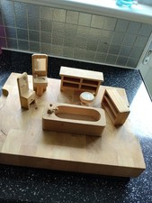 Wooden Dolls House Furniture Bathroom,Lounge
