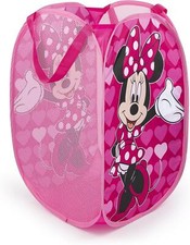 Minnie Mouse Girls Bedroom Pink 80L Pop-Up Laundry Basket Storage Bin Disney