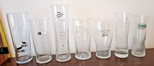 Lot of 7 Various Named Beer / Lager Glasses Man Cave-5 x  Pint-2 x Half Pint