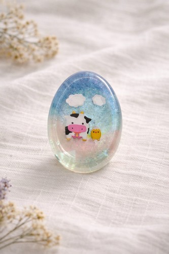 Handmade resin cow worry stone - handmade,