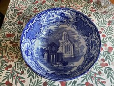 Antique Large George Jones And Sons Abbey 1790 Footed Blue & White Bowl