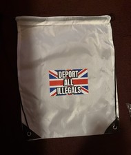 DEPORT ALL ILLEGALS DRAW STRING BAG STOP THE BOATS PATRIOT GYM/BEACH BAG
