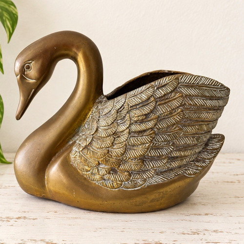 Large vintage brass - vintage, swan