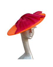 Kellen - Orange & Cerise Sinamay/Silk abaca Hatinator ASCOT WEDDING