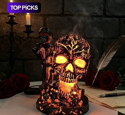 Skull flame table light - skull,