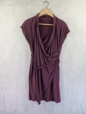 AllSaints 'Adria Dress' 100% Silk Merlot Zipper Surplice Detail & Belt Size UK 8