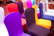 PREMIUM NYLON SPANDEX CHAIR COVERS WITH ELASTICATED POCKETS 27 COLOURS WEDDING