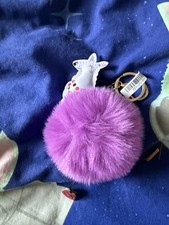 Llama Clip Keychain Fluffy Pom Pom Bag Charm purple