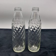 Two Vintage Soda Stream Glass Bottles Embossed Design No Lids Made In UK