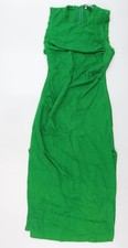 ZARA Women Green Sheath Midi
